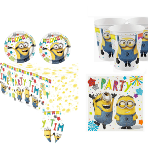 NEW KIT 24 OSPITI COORDINATO TAVOLA MINIONS CON TOVAGLIA