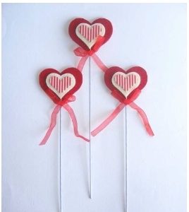 PICK CUORE RIGHE BIANCHE/ROSSO CM 6 (6PZ)