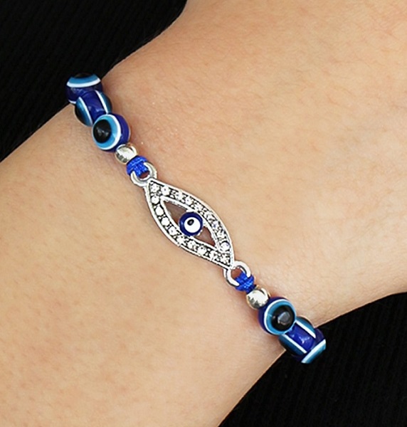Bracciale Regolabile Perline e Occhio Nazar Bicibio Bioprofumeria - immagine 2