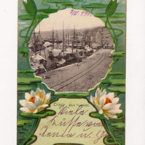 TRIESTE Riva Carciotti barche vecchia cartolina viaggiata 1901